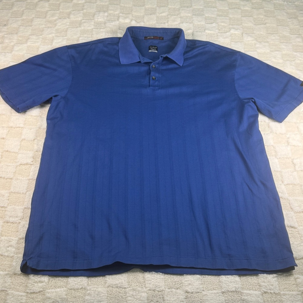 Tiger Woods‎ Collection Mens XXL Blue Dri-FIT Vertical Stripe Golf Polo Shirt